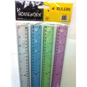 Wholesale Plastic Ruler - 12" - 4 Pack Assorted Colors(48x$0.86)