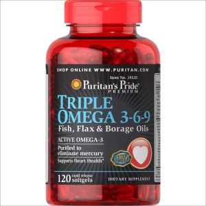 Puritan's Pride Triple Omega 3-6-9 Fish, Flax & Borage Oils, Supports Heart Health and Healthy Joints, 120 ct"