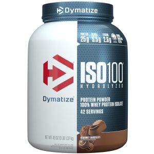 Dymatize ISO100 Hydrolyzed Whey Isolate Protein Powder, 25g Protein, Gourmet Chocolate, 3 Lbs"