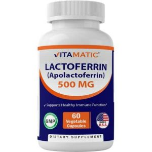 Vitamatic Lactoferrin 500mg (Apolactoferrin), 60 Vegetable Capsules - Promotes Healthy Immune Function*"