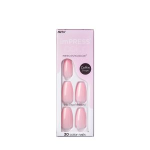 KISS imPRESS Color Medium Coffin Press-On Nails, ‘Pink Dream’, 30 Count"