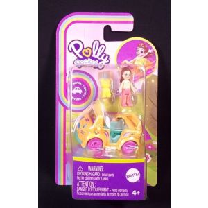 Polly Pocket Micro Doll with Tiger-Themed Die-cast Car and Mini Pet Travel Toys