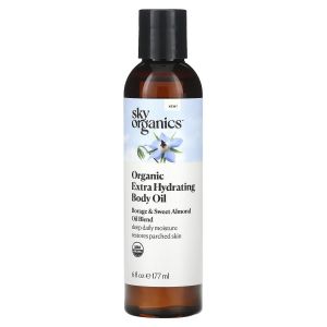 Organic Extra Hydrating Body Oil, Borage & Sweet Almond Oil Blend, 6 fl oz (177 ml), Sky Organics"