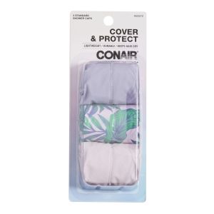 Conair Cover & Protect Shower Caps, 3 pk"