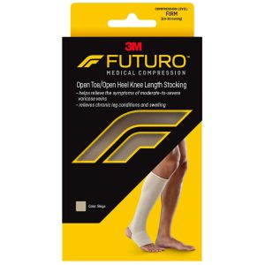 FUTURO™ Therapeutic Open Toe Knee Length Stockings for Men and Women, Medium, Beige"