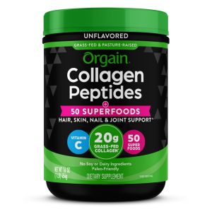 Orgain Grass-Fed 20g Collagen Peptides + 50 Organic Superfoods Powder, Type I & III, 1lb"