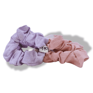 Lokks Hair Accessories, 2-Piece Scrunchies, Pink and Purple Pastel Colors"