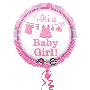 Shower with Love Girl 17" Balloon (Each) - Baby Shower Party Supplies