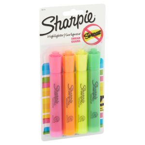 Sharpie Tank-Style Highlighters, Chisel Tip, Assorted, 4 Count"