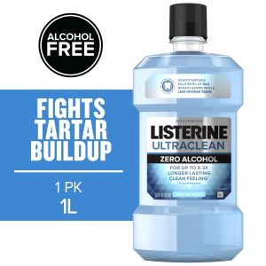 Listerine Ultraclean Zero Alcohol Tartar Mouthwash, Arctic Mint, 1 L"