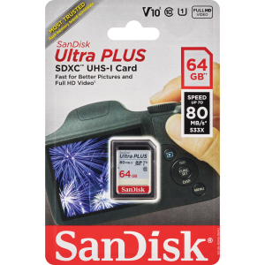 SanDisk Ultra Plus SDXC UHS-I Card, 64GB