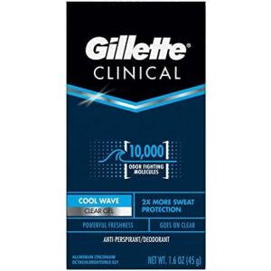 Gillette Clinical Protection Antiperspirant and Deodorant for Men, Clear Gel, Cool Wave, 1.6oz"