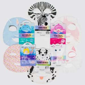 Epielle CharacterPack #2 Sheet Masks | Animal Spa Mask | Zebra, Dalmatian, Cat, Blue Narwhale, Mermaid, Pink Shark | Korean Beauty Mask -For All Skin Types| Spa Day Party (6pk)"