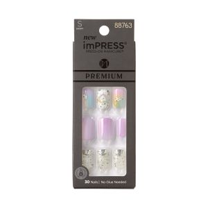 KISS imPRESS Premium Short Square Press-On Nails, Glossy Purple, 30 Pieces"