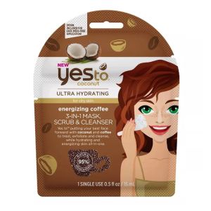 Yes To Coconut Ultra Hydrating for Dry Skin Energizing Coffee 3 in 1 Mask, Scrub, Cleanser"