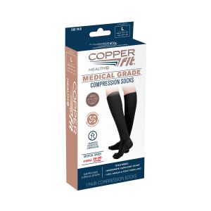 Copper Fit Medical Grade Knee-High Compression Socks, Relieves Discomfort and Pain, Large, Black"