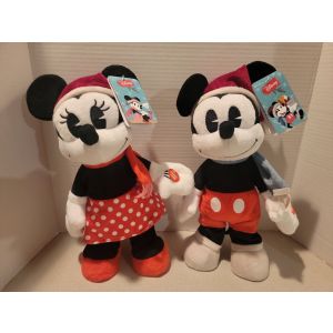 Mickey & Minnie Mouse Side Stepper Christmas 13” Animated & Musical CVS Lot of 2