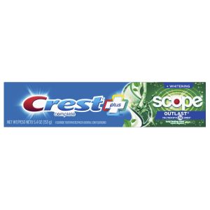 Crest + Scope Outlast Complete Whitening Toothpaste, Mint, 5.4 oz"