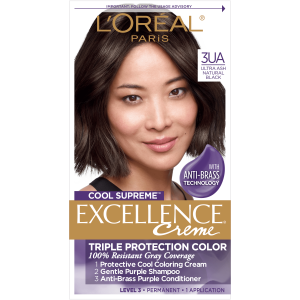 L'Oreal Paris Excellence Cool Supreme Permanent Hair Color, Ultra Ash Black, 1 Kit"