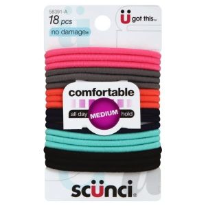 Scunci No Damage Medium Hair Ties, 18 Ct"