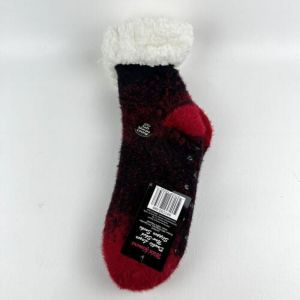 Wild Flowers Women's Double Layer Non Skid Slipper Socks, Red, 9-11"