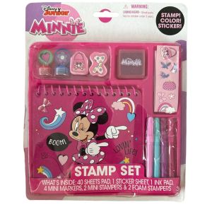 Disney Minnie Stamp Set W/40 Sheets Pad, 1 Sticker Sheet, 1 Ink Pad, 4 Mini Mark