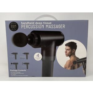 Wayland Square Handheld Deep Tissue Percussion Massager + 4 Attachments Black