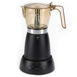 COOK, PREP, EAT Electric Cuban Coffee Maker, Italian Moka Espresso Maker, 3 or 6 Cups, Portable Moka Pot, Cafetera Electrica Greca, Cafe Cubano, (Blac