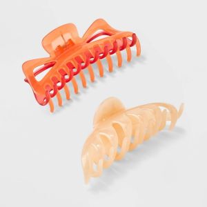 Jumbo Claw Hair Clip Set 2pc - Wild Fable™ Orange/Tan