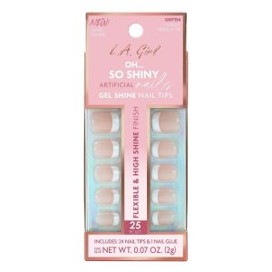 L.a. Girl Artificial Nail Tips- Oh So Shiny - Classy French Tip - 25ct