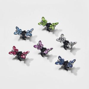 Girls' 6pk Crystal Mini Butterfly Clips - Art Class™