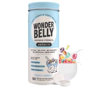 Wonderbelly Antacid 1000mg Chewable Heartburn Relief Tablets - Fruity Cereal - 60ct