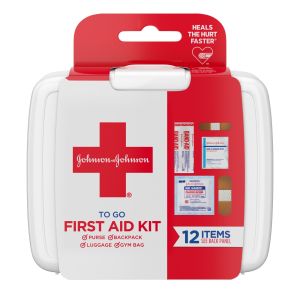 Johnson & Johnson First Aid To Go Portable Mini Travel Kit, 12 pieces"