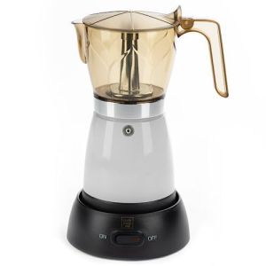 COOK, PREP, EAT Electric Cuban Coffee Maker, Italian Moka Espresso Maker, 3 or 6 Cups, Portable Moka Pot, Cafetera Electrica Greca, Cafe Cubano, (Silv