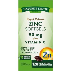 Zinc with Vitamin C | 50mg | 120 Softgels | Non-GMO & Gluten Free Supplement | By Natures Truth