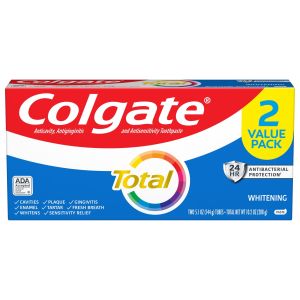 Colgate Total Whitening Toothpaste, Mint, 2 Pack, 5.1 Oz Tubes"