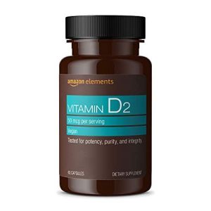 Amazon Elements Vitamin D2 2000 IU, Vegan, 65 Capsules, Supports Strong Bones and Immune Health, 2 month supply (Packaging may vary)"