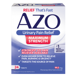 AZO Maximum Strength Urinary Pain Relief, UTI Pain Reliever, 24 Tablets"