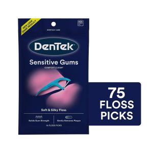 DenTek Comfort Clean Sensitive Gums Floss Picks, Soft & Silky Ribbon, 75 Count"