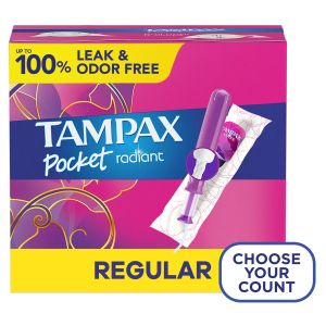 Tampax Pocket Radiant Tampons with LeakGuard Braid, Regular Absorbency, 14 Ct"