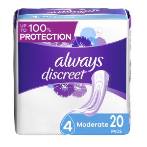 Always Discreet Incontinence Pads for Women, Moderate, 20 Count"