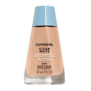 COVERGIRL Clean Matte Liquid Foundation, 548 Perfect Beige, 1 fl oz, Liquid Foundation, Matte Foundation, Lightweight Foundation, Moisturizing Foundation, Water Based Foundation"