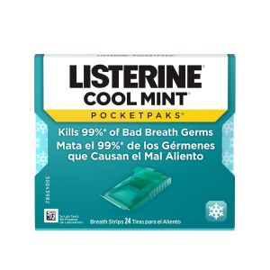 Listerine Cool Mint PocketPaks Fresh Breath Strips, 24-Strip Pack"