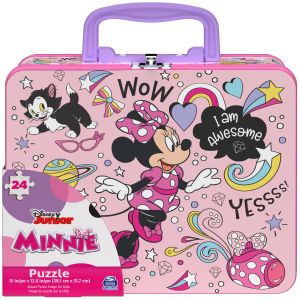 Minnie Mouse 48-Piece Puzzle in Tin with Handle, for Families and Kids Ages 4 and up"