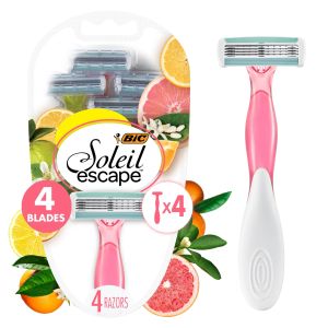 BIC Soleil Escape Razors, Citrus Scented Handles, Women's, 4-Blade, 4 Count"