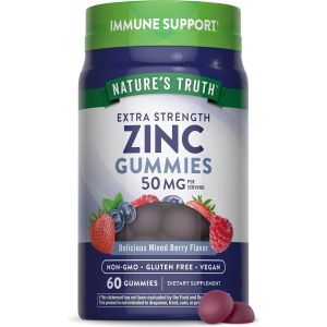 Zinc Gummies | 50mg | 60 count | Vegan, Non-GMO & Gluten Free Supplement | Mixed Berry Flavor | by Natures Truth"