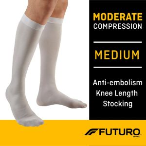 FUTURO Anti-Embolism Knee Highs, Unisex, Medium, Moderate Compression"