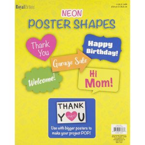 Royal Brites Poster Board Shapes, 11"" x 14"", Assorted Neon, Pack Of 5 Shapes"