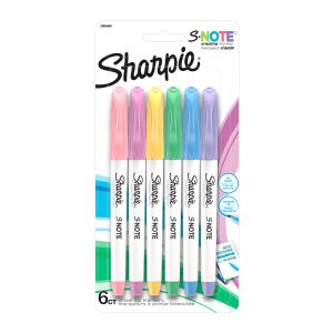 Sharpie® S-Note Highlighters, Chisel Tip, Assorted Ink, White Barrel, Pack Of 6 Highlighters"