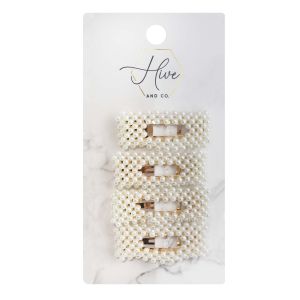 Hive and Co. Faux Pearl Snap Hair Clips, 4 ct | CVS"